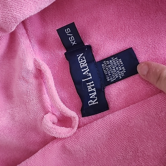 Vintage Ralph Lauren Terry Cloth Bath Robe French Terry Bubblegum Barbie Pink - Picture 3 of 6